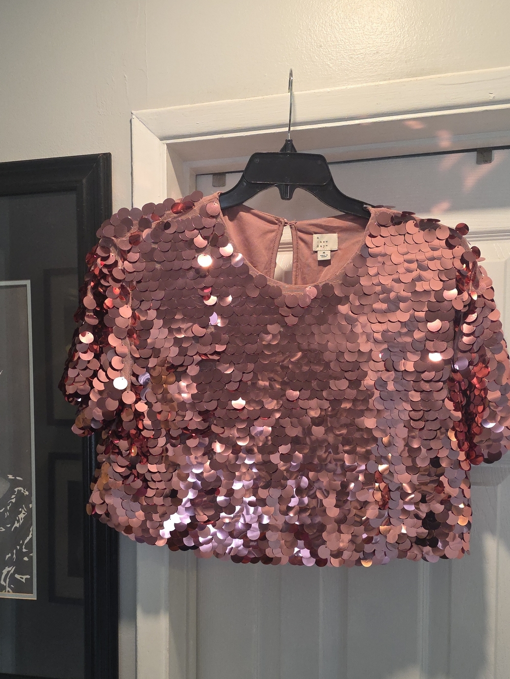 a new day Rose Sequin Crop Top